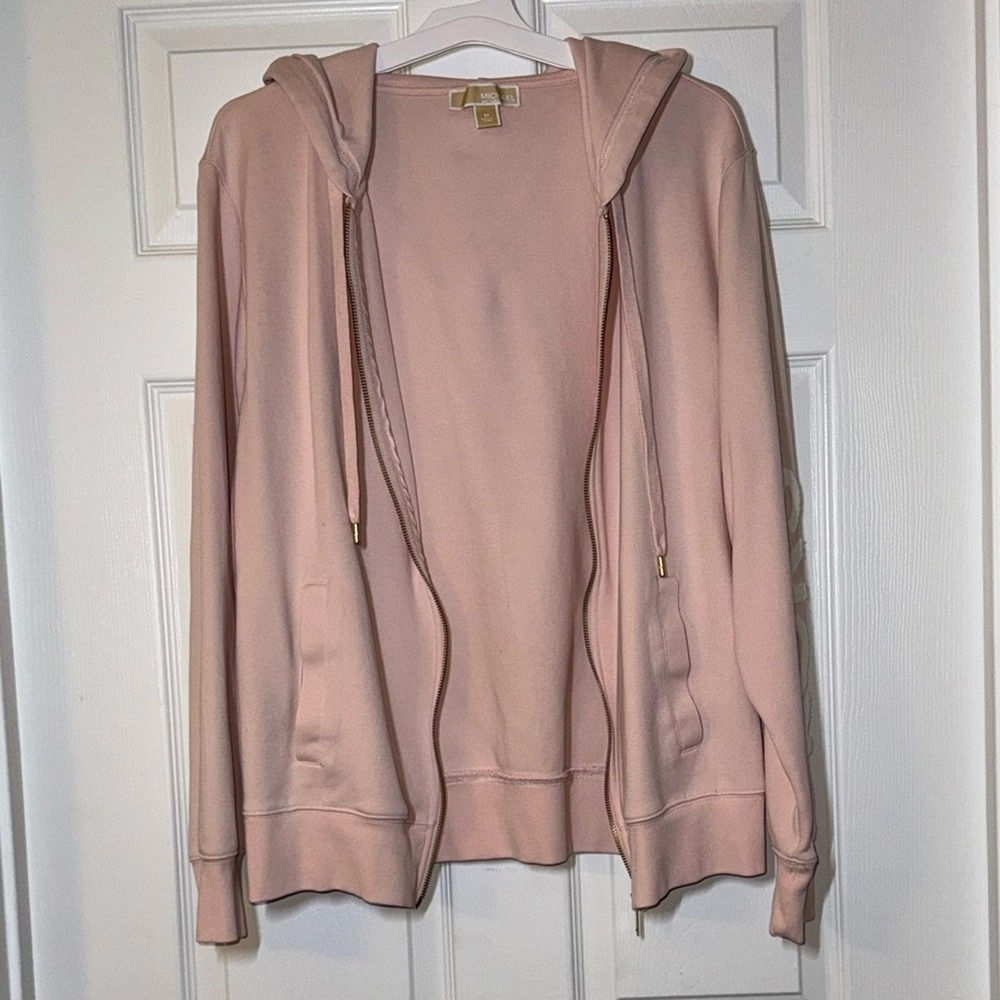 Michael Kors Light Pink Hoodie with Gold Zipper‎ Women's Med - Picture 5 of 5